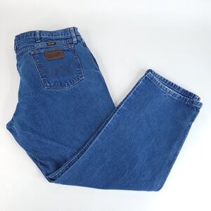 Wrangler Jeans Mens 40x30 (Meas 38x30) Cowboy Cut Leather Patch Western Denim